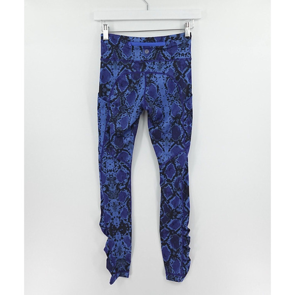 Lululemon Speed Tight IV Womens 2 Blue Mini Ziggy Snake Full-On Athleisure - Picture 5 of 16